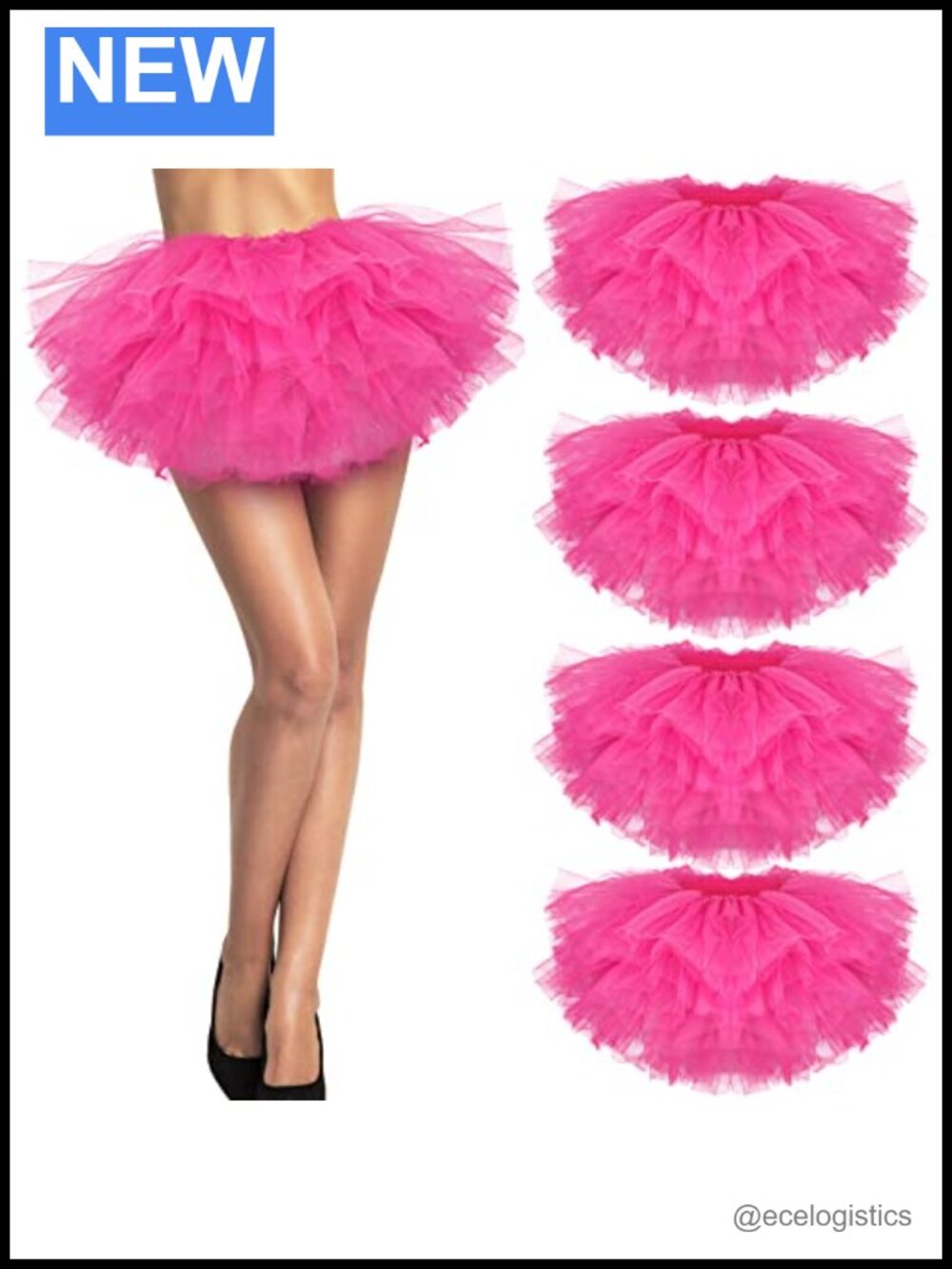 Set of 4 Fluffy Tutu Skirts for Women 5-Layer Tulle Party & Dance